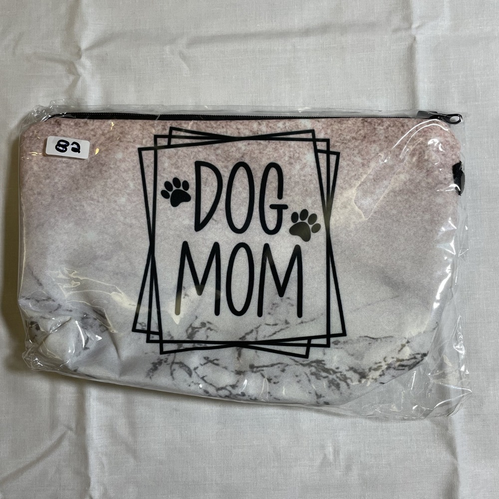 The Pouch Dog Mom Cosmetic Bag Womens Small Pink Marble New Zipper Travel Pouch